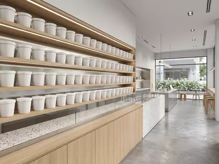 Architektur-Render im Eisdiele mit Speiseeis zum Thema Häagen-Dazs Eis, ISIN US3703341046, neutrales Tageslicht - Foto: THN