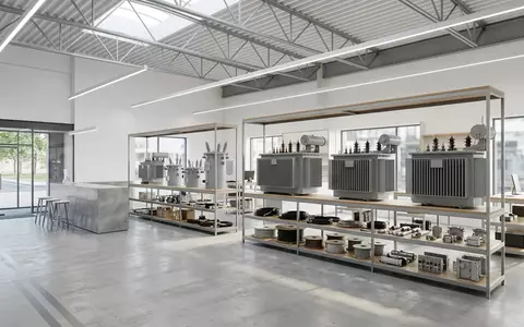 Architektur-Render im Elektrofachhandel mit Stromtransformator zum Thema Eversource, ISIN US30040W1080, neutrales Tageslicht - Foto: THN