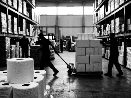 Schwarzweiss-Reportage mit Toilettenpapier zum Thema Zewa Toilettenpapier, ISIN SE0017768716, hoher Kontrast, sachlich dargestellt - Foto: THN