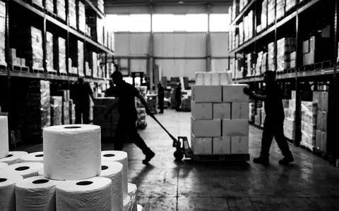 Schwarzweiss-Reportage mit Toilettenpapier zum Thema Zewa Toilettenpapier, ISIN SE0017768716, hoher Kontrast, sachlich dargestellt - Foto: THN
