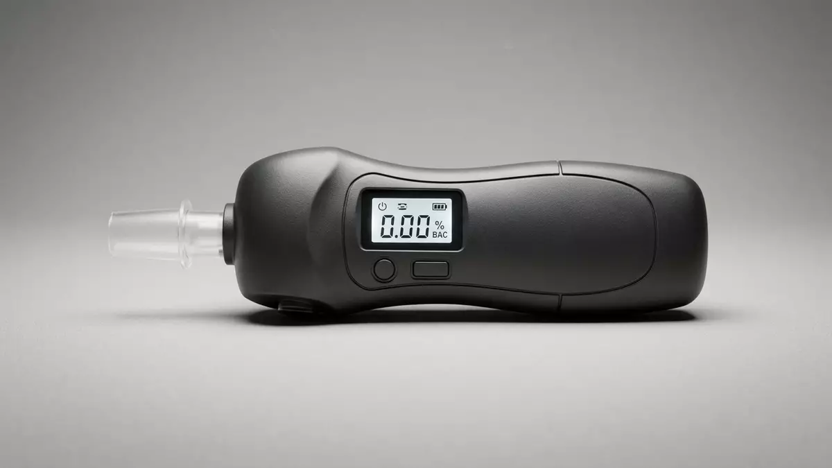 Fotorealistische Studioansicht von Atemalkoholtester in neutraler Produktdarstellung