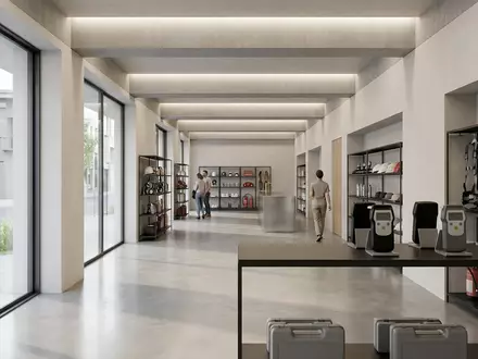 Architektur-Render im Sicherheitsfachhandel mit Atemalkoholtester zum Thema Dräger Alkoholtester, ISIN DE0005310304, neutrales Tageslicht - Foto: THN