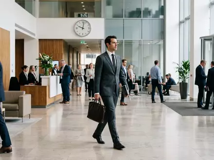 Fotorealistische Aufnahme von Herrenanzug im Büro zum Thema BOSS Anzug, ISIN DE000A1PHFF7, natuerliches Licht - Foto: THN