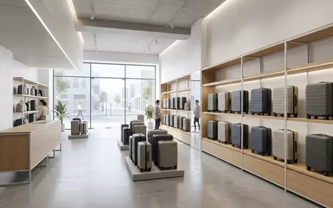 Architektur-Render im Reisegepäckhandel mit Handgepäckkoffer zum Thema easyJet Flug, ISIN GB00B7KR2P84, neutrales Tageslicht - Foto: THN