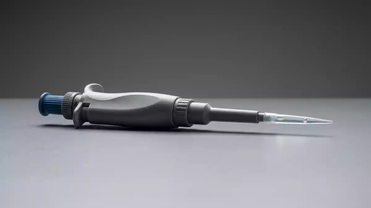 Fotorealistische Studioansicht von Laborpipette in neutraler Produktdarstellung