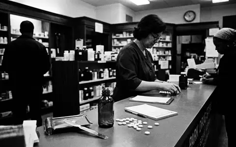 Schwarzweiss-Reportage mit Schmerztabletten zum Thema Thomapyrin, ISIN FR0000120578, hoher Kontrast, sachlich dargestellt - Foto: THN