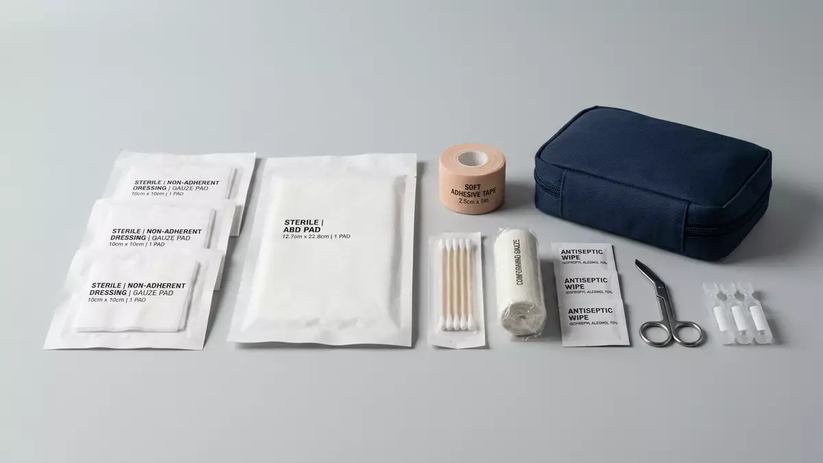 Fotorealistische Studioansicht von Wundverband in neutraler Produktdarstellung