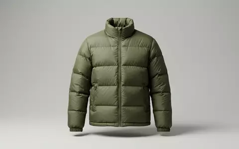 Fotorealistische Studioaufnahme von Daunenjacke zum Thema Moncler Daunenjacke, ISIN IT0004965148, klare Lichtfuehrung - Foto: THN
