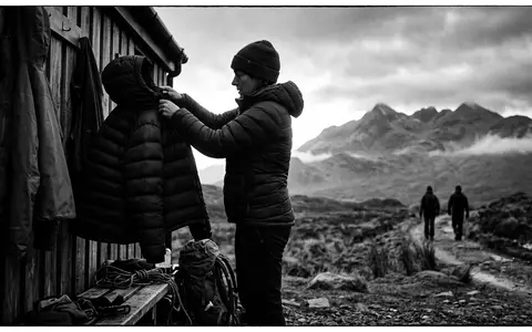 Schwarzweiss-Reportage mit Daunenjacke zum Thema Moncler Daunenjacke, ISIN IT0004965148, hoher Kontrast, sachlich dargestellt - Foto: THN