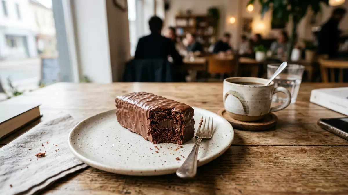 Fotorealistische Ansicht von Schokoladenkuchenriegel zur Kaffeepause in realer