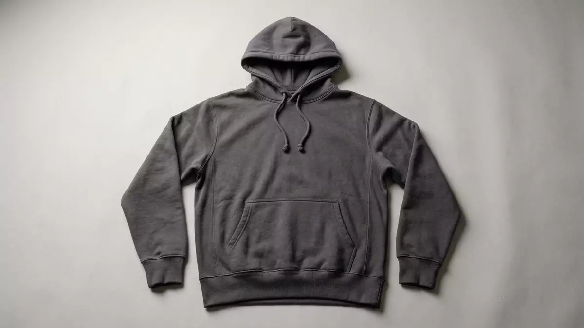 Fotorealistische Studioansicht von Kapuzenpullover in neutraler Produktdarstellung