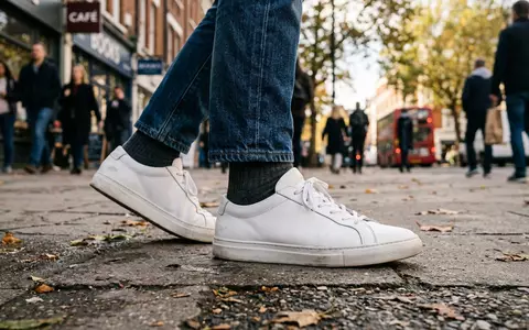 Fotorealistische Aufnahme von Ledersneaker im Alltag zum Thema Puma Cali, ISIN DE0006969603, natuerliches Licht - Foto: THN