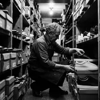 Schwarzweiss-Reportage mit Ledersneaker zum Thema Puma Cali, ISIN DE0006969603, hoher Kontrast, sachlich dargestellt - Foto: THN