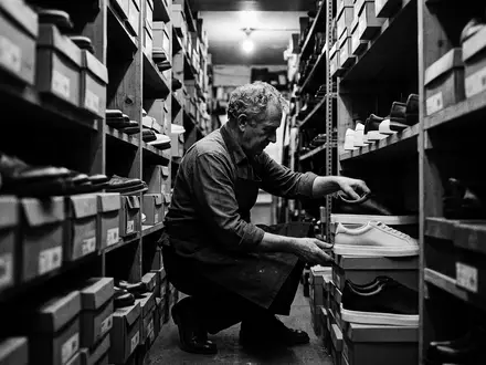 Schwarzweiss-Reportage mit Ledersneaker zum Thema Puma Cali, ISIN DE0006969603, hoher Kontrast, sachlich dargestellt - Foto: THN