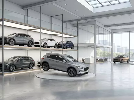 Architektur-Render im Autohaus mit Kompakt-SUV zum Thema Mazda CX-5, ISIN JP3868400007, neutrales Tageslicht - Foto: THN