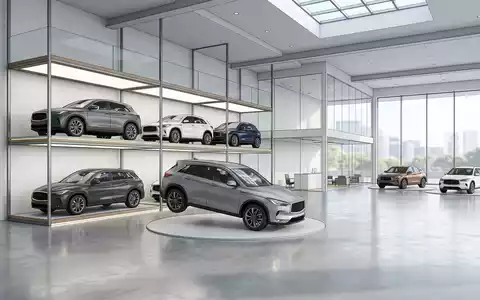 Architektur-Render im Autohaus mit Kompakt-SUV zum Thema Mazda CX-5, ISIN JP3868400007, neutrales Tageslicht - Foto: THN