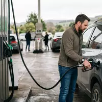 Fotorealistische Aufnahme von Kraftstoffzapfpistole an der Tankstelle zum Thema Shell V-Power, ISIN GB00B03MLX29, natuerliches Licht - Foto: THN