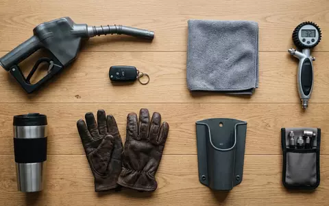Flatlay-Arrangement rund um Kraftstoffzapfpistole zum Thema Shell V-Power, ISIN GB00B03MLX29, weiches Oberlicht - Foto: THN