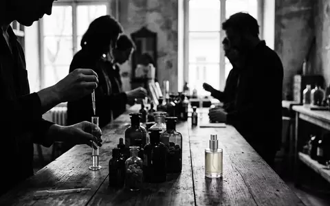 Schwarzweiss-Reportage mit Duftwasser zum Thema Shiseido Ginza Parfum, ISIN JP3351600006, hoher Kontrast - Foto: THN