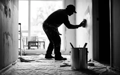 Schwarzweiss-Reportage mit Wandfarbe zum Thema Sherwin-Williams Wandfarbe, ISIN US8243481061, hoher Kontrast, sachlich dargestellt - Foto: THN