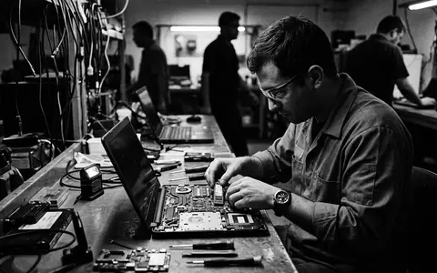 Schwarzweiss-Reportage mit Solid-State-Laufwerk zum Thema Crucial SSD, ISIN US5951121038, hoher Kontrast, sachlich dargestellt - Foto: THN