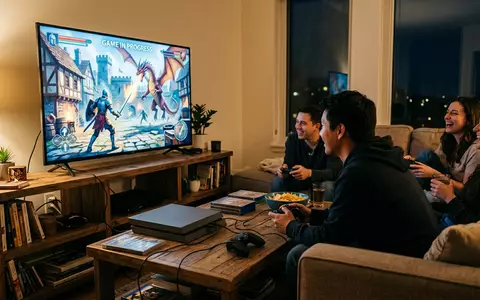 Fotorealistische Aufnahme von Spielkonsole im Wohnzimmer zum Thema Xbox Series X, ISIN US5949181045, natuerliches Licht - Foto: THN