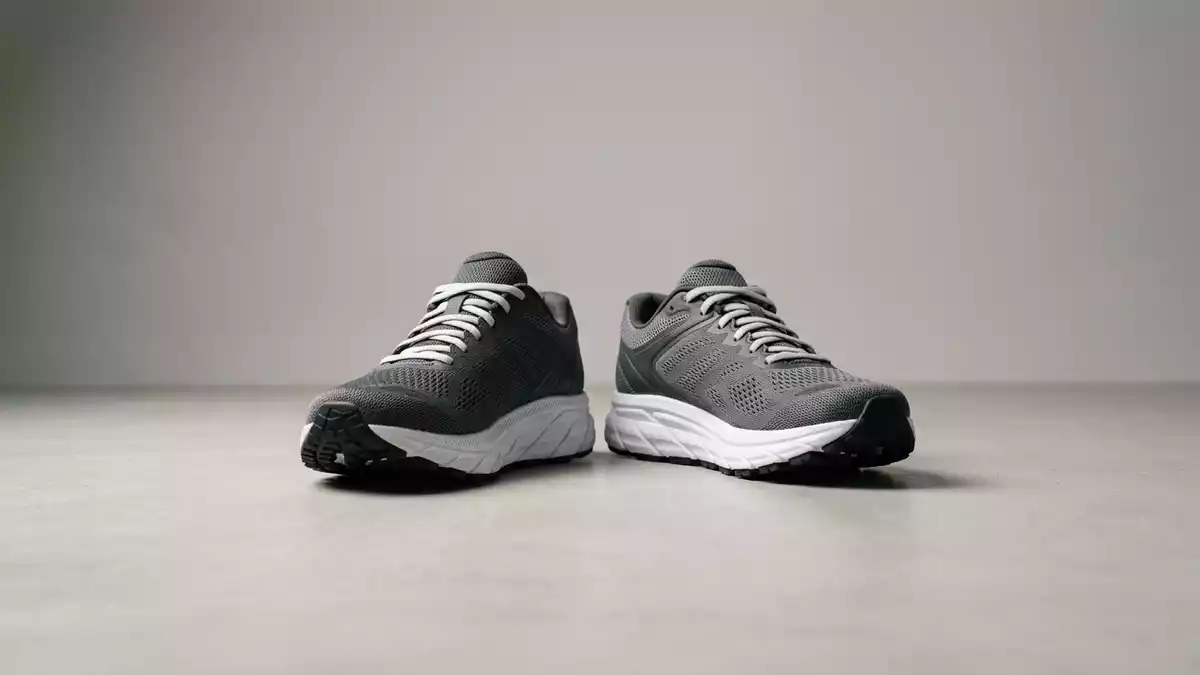 Fotorealistische Studioansicht von Laufschuhe in neutraler Produktdarstellung, neutral