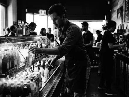 Schwarzweiss-Reportage mit Eisteegetränk zum Thema Lipton Sparkling, ISIN US7134481081, hoher Kontrast, sachlich dargestellt - Foto: THN