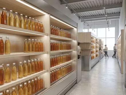 Architektur-Render im Getränkemarkt mit Eisteegetränk zum Thema Lipton Sparkling, ISIN US7134481081, neutrales Tageslicht - Foto: THN