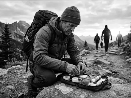 Schwarzweiss-Reportage mit Blasenpflaster zum Thema Compeed Blasenpflaster, ISIN IE00BGH1M568, hoher Kontrast, sachlich dargestellt - Foto: THN