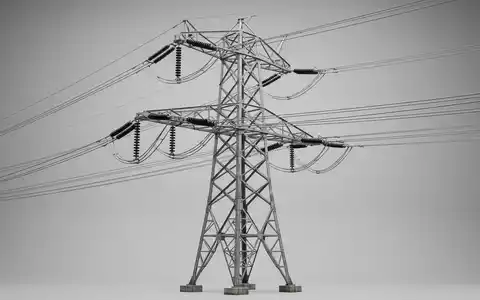 Fotorealistische Studioaufnahme von Stromleitungsmast zum Thema National Grid, ISIN GB00B03MM408, klare Lichtfuehrung - Foto: THN
