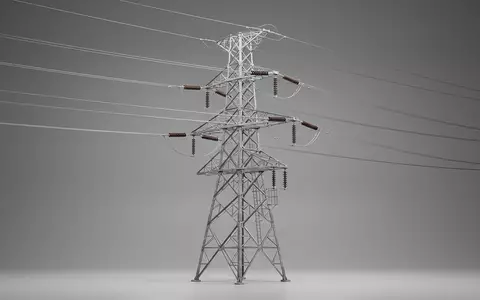 Fotorealistische Studioaufnahme von Stromleitungsmast zum Thema National Grid, ISIN GB00BDR05C01, klare Lichtfuehrung - Foto: THN
