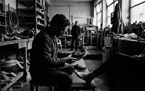 Schwarzweiss-Reportage mit Laufschuh zum Thema Nike Air Max 90, ISIN US6541061031, hoher Kontrast - Foto: THN