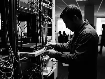 Schwarzweiss-Reportage mit WLAN-Router zum Thema Netgear Nighthawk Router, ISIN US64111Q1040, hoher Kontrast - Foto: THN
