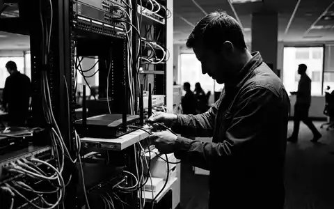 Schwarzweiss-Reportage mit WLAN-Router zum Thema Netgear Nighthawk Router, ISIN US64111Q1040, hoher Kontrast - Foto: THN