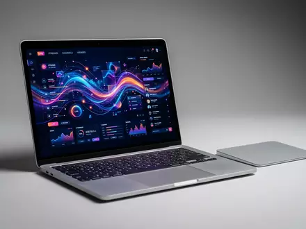 Fotorealistische Studioaufnahme von Streaming-Laptop zum Thema Netflix Abo, ISIN US64110L1061, klare Lichtfuehrung - Foto: THN