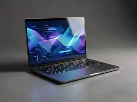 Fotorealistische Studioaufnahme von Entwicklungs-Laptop zum Thema Java Download, ISIN US68389X1054, klare Lichtfuehrung - Foto: THN