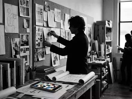 Schwarzweiss-Reportage mit Kreativ-Smartphone zum Thema Pinterest App, ISIN US72919P2020, hoher Kontrast, sachlich dargestellt - Foto: THN