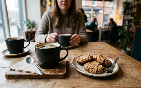 Fotorealistische Aufnahme von Karamellkekse zur Kaffeepause zum Thema Lotus Biscoff, ISIN BE0003604155, natuerliches Licht - Foto: THN