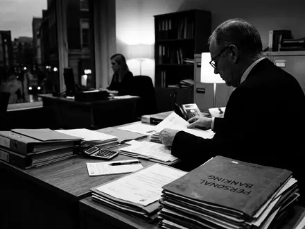 Schwarzweiss-Reportage mit Bankunterlagen zum Thema Lloyds Bank Konto, ISIN GB0008706128, hoher Kontrast - Foto: THN