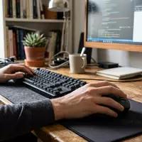 Fotorealistische Aufnahme von Computermaus am Arbeitsplatz zum Thema Logitech MX Master 3S, ISIN CH0025751329 - Foto: THN