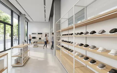 Architektur-Render im Elektronik-Fachmarkt mit Computermaus zum Thema Logitech MX Master 3S, ISIN CH0025751329, neutrales Tageslicht - Foto: THN