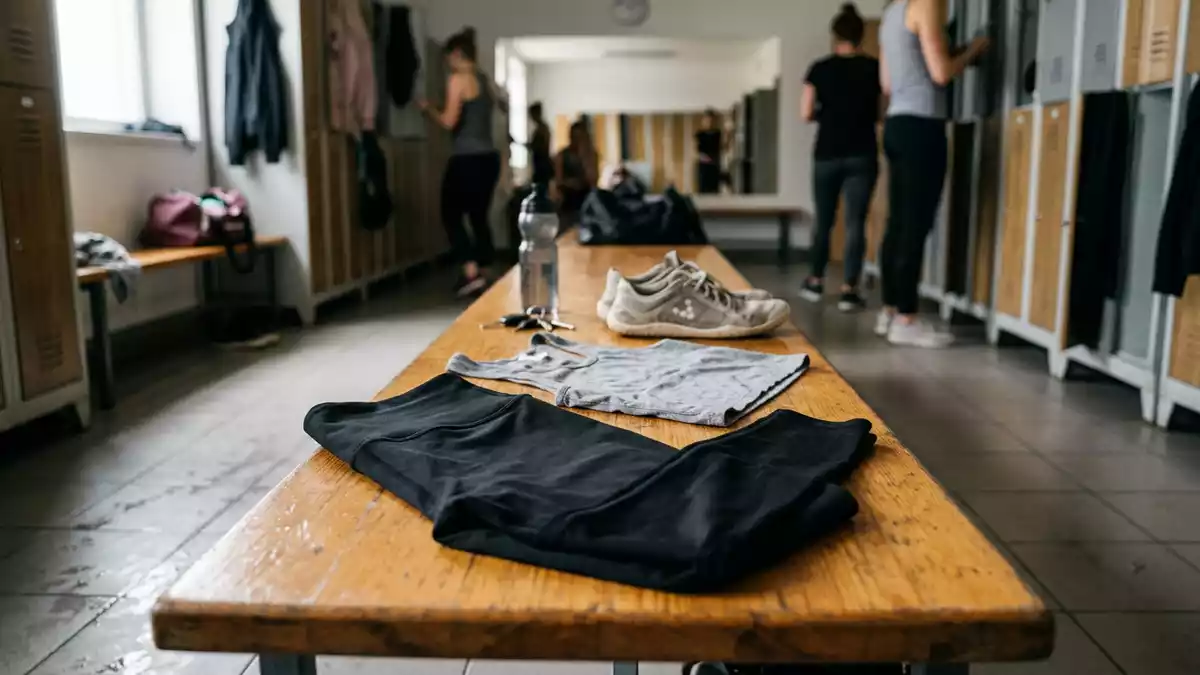 Fotorealistische Ansicht von Sportleggings beim Training in realer Umgebung, neutral