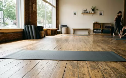 Fotorealistische Aufnahme von Yogamatte beim Yoga zum Thema Lululemon Matte, ISIN US5356781077, natuerliches Licht - Foto: THN