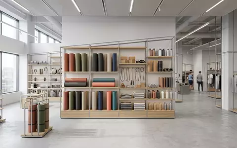 Architektur-Render im Sportgeschäft mit Yogamatte zum Thema Lululemon Matte, ISIN US5356781077, neutrales Tageslicht - Foto: THN