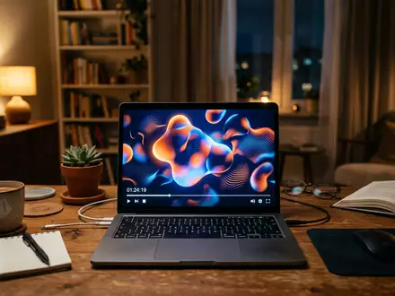 Fotorealistische Aufnahme von Streaming-Laptop zu Hause zum Thema Joyn App, ISIN DE000PSM7770, natuerliches Licht - Foto: THN