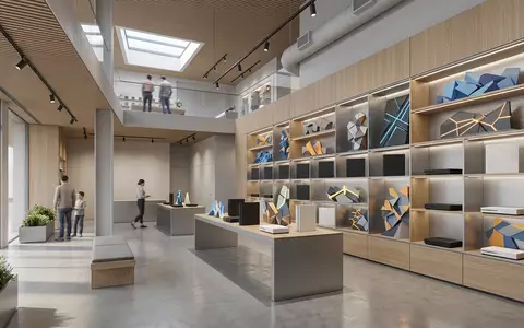Architektur-Render im Spielefachhandel mit Jump-and-Run-Spiel zum Thema Sonic Superstars, ISIN JP3419050004, neutrales Tageslicht - Foto: THN