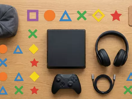 Flatlay-Arrangement rund um Jump-and-Run-Spiel zum Thema Sonic Superstars, ISIN JP3419050004, weiches Oberlicht - Foto: THN
