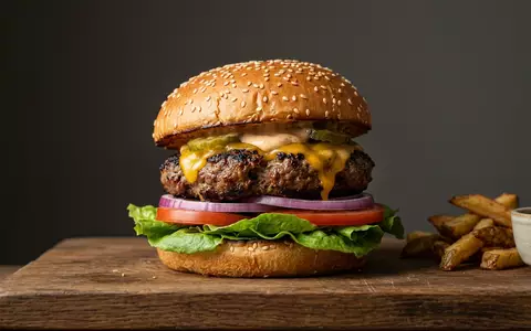 Fotorealistische Studioaufnahme von Hamburger zum Thema Burger King Whopper, ISIN CA76131D1033, klare Lichtfuehrung - Foto: THN