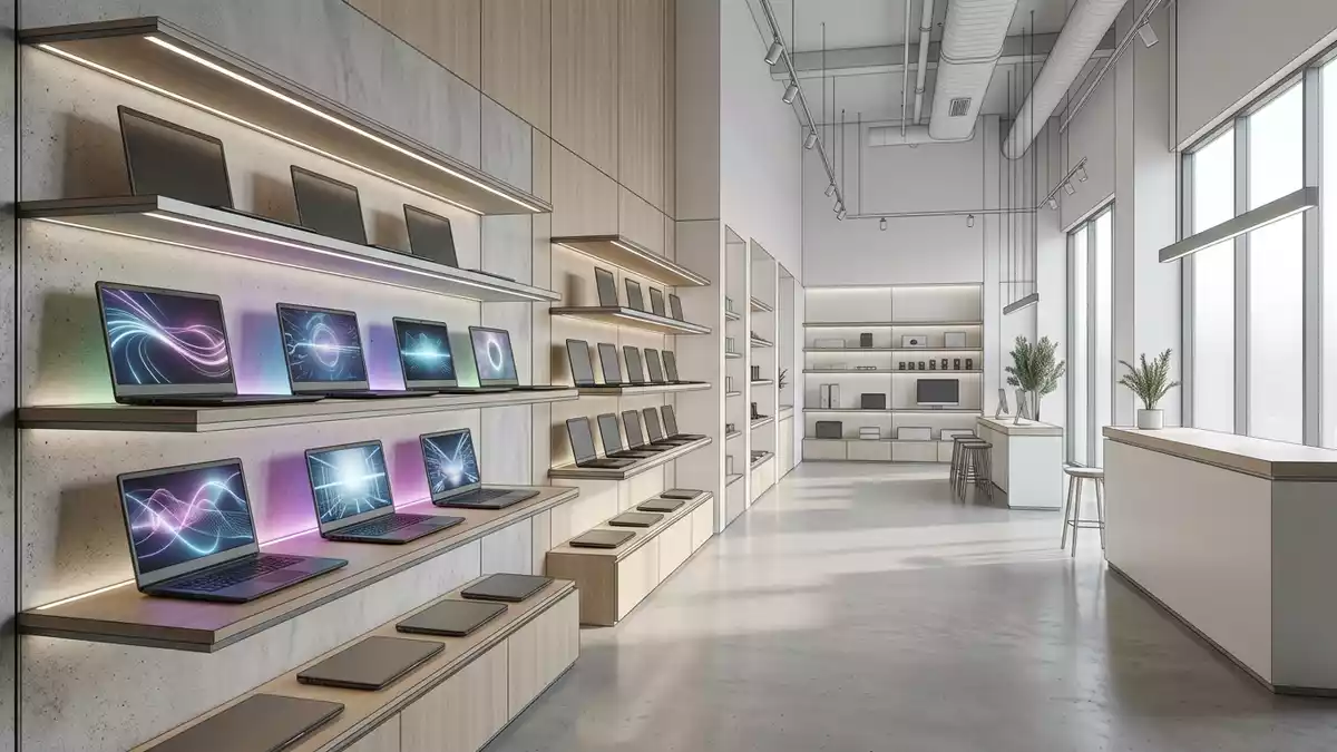 Architektur-Render im Spielefachhandel mit Virtuelle Spielwährung im Ausstellungsbereich